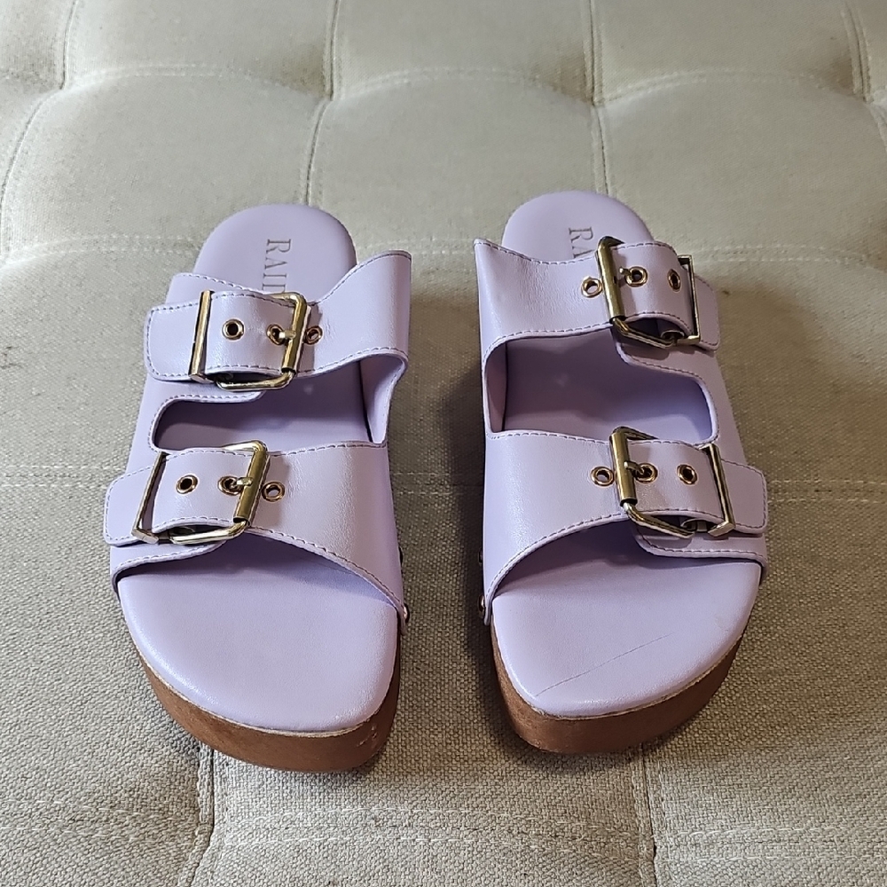 Purple Double-Strap Sandals with Buckles